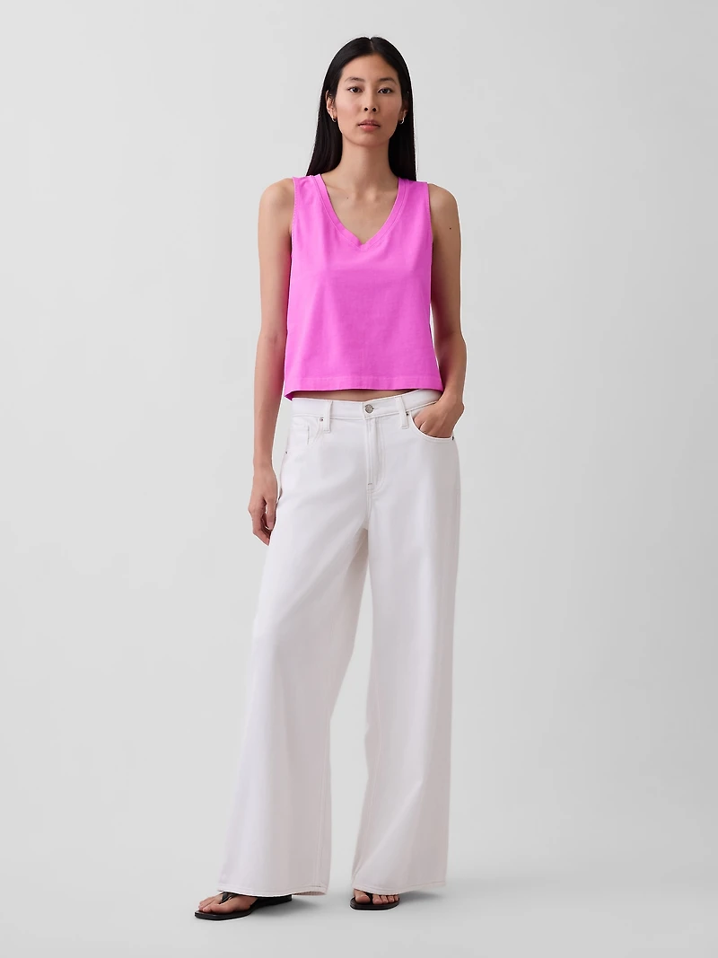 Heavyweight V-Neck Crop Shell Tank Top