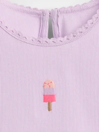Baby & Toddler Embroidered Ice Cream Rib T-Shirt