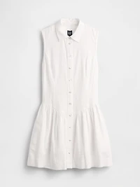 Linen-Blend Drop-Waist Mini Shirtdress