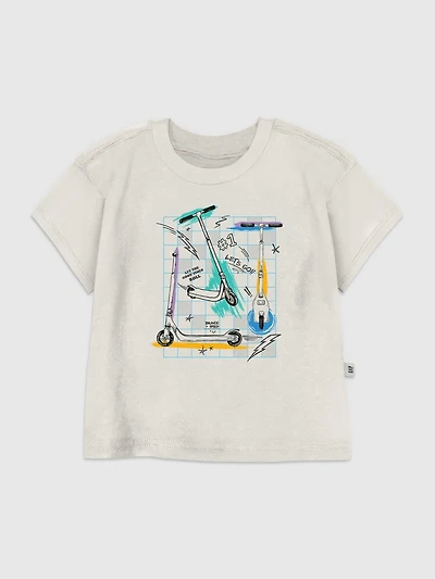 Toddler Scooter Grid Graphic T-Shirt