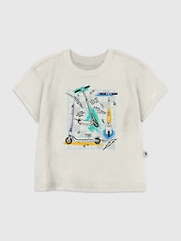 Toddler Scooter Grid Graphic T-Shirt