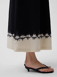 Linen-Blend Drop-Waist Corset Maxi Dress