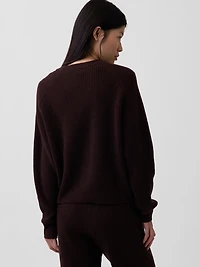 CashSoft Relaxed Shaker-Stitch Sweater