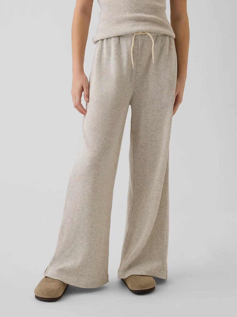 Kids Waffle Relaxed Easy Wide-Leg Pants