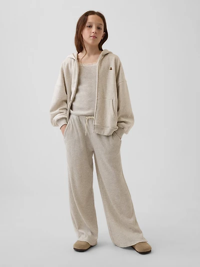 Kids Waffle Relaxed Easy Wide-Leg Pants