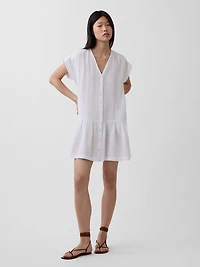 Cotton Gauze V-Neck Tunic Dress