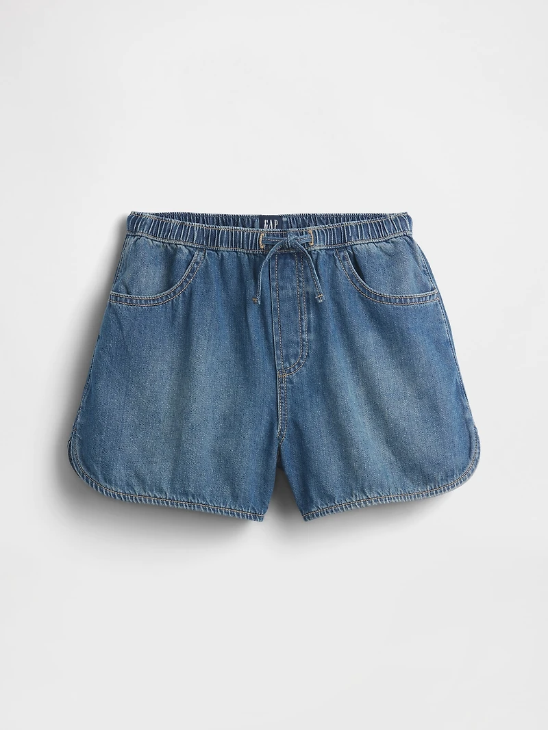 Kids High Rise Denim Easy Dolphin Shorts