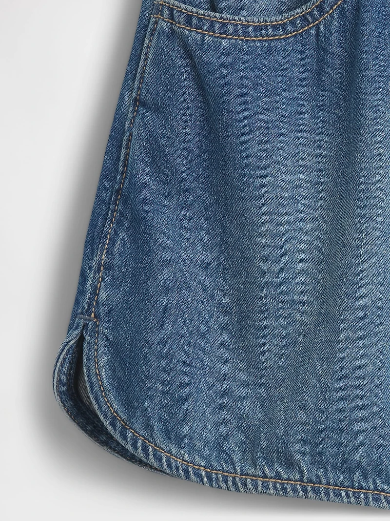 Kids High Rise Denim Easy Dolphin Shorts
