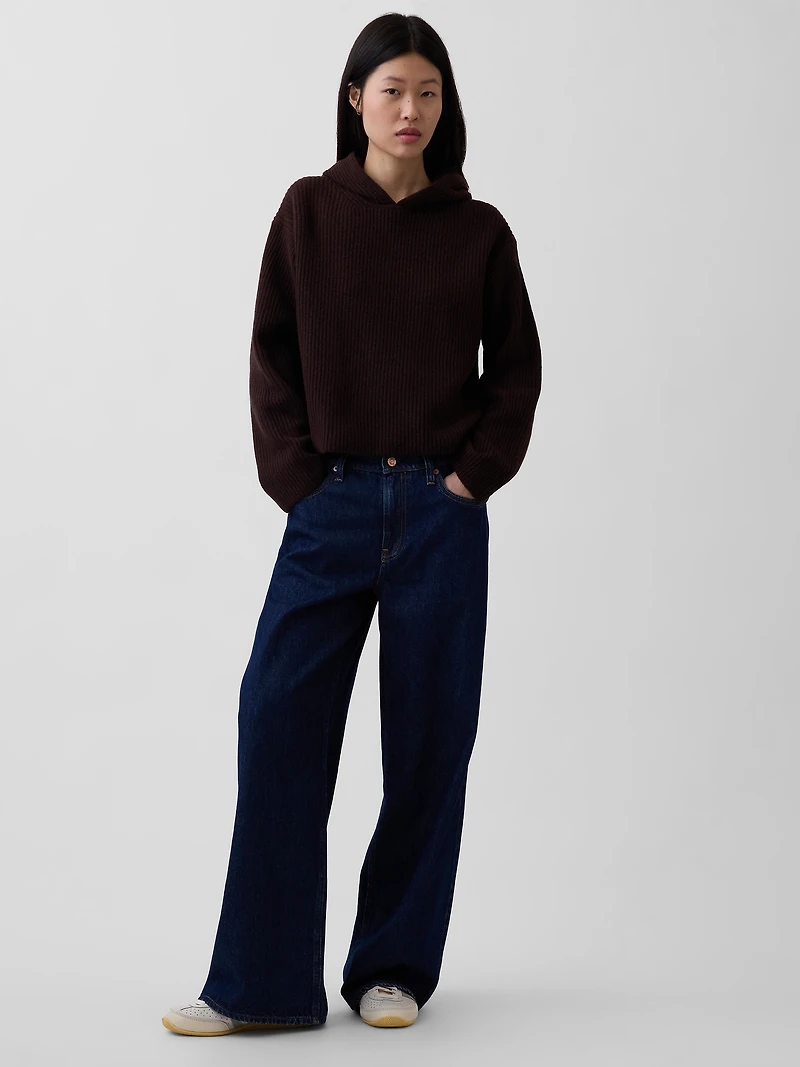 CashSoft Oversized Shaker-Stitch Hoodie