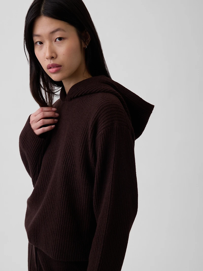 CashSoft Oversized Shaker-Stitch Hoodie