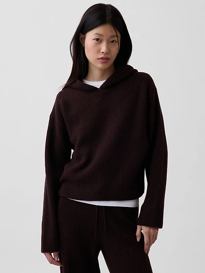 CashSoft Oversized Shaker-Stitch Hoodie