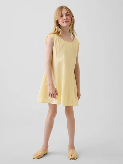 Kids Linen-Cotton Scoop Neck Dress