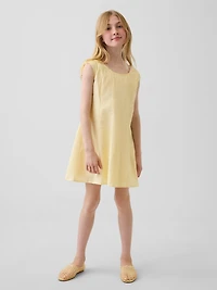Kids Linen-Cotton Scoop Neck Dress