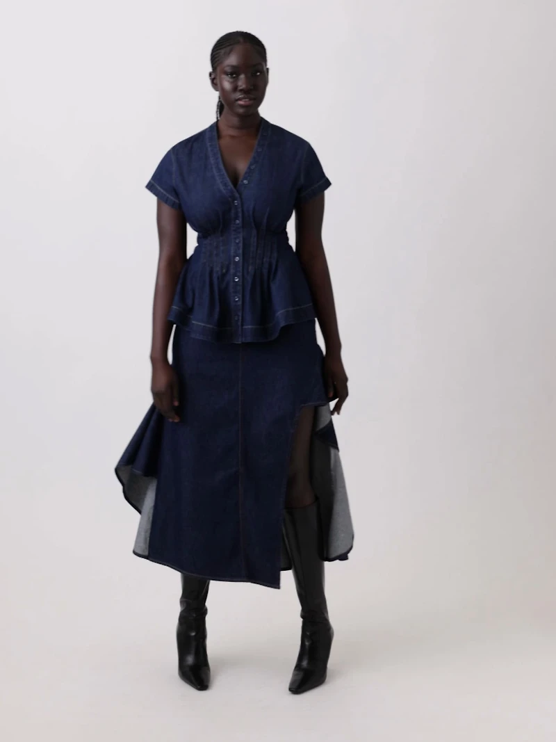 Gap × HFR Denim Peplum Shirt by IGDALYAH