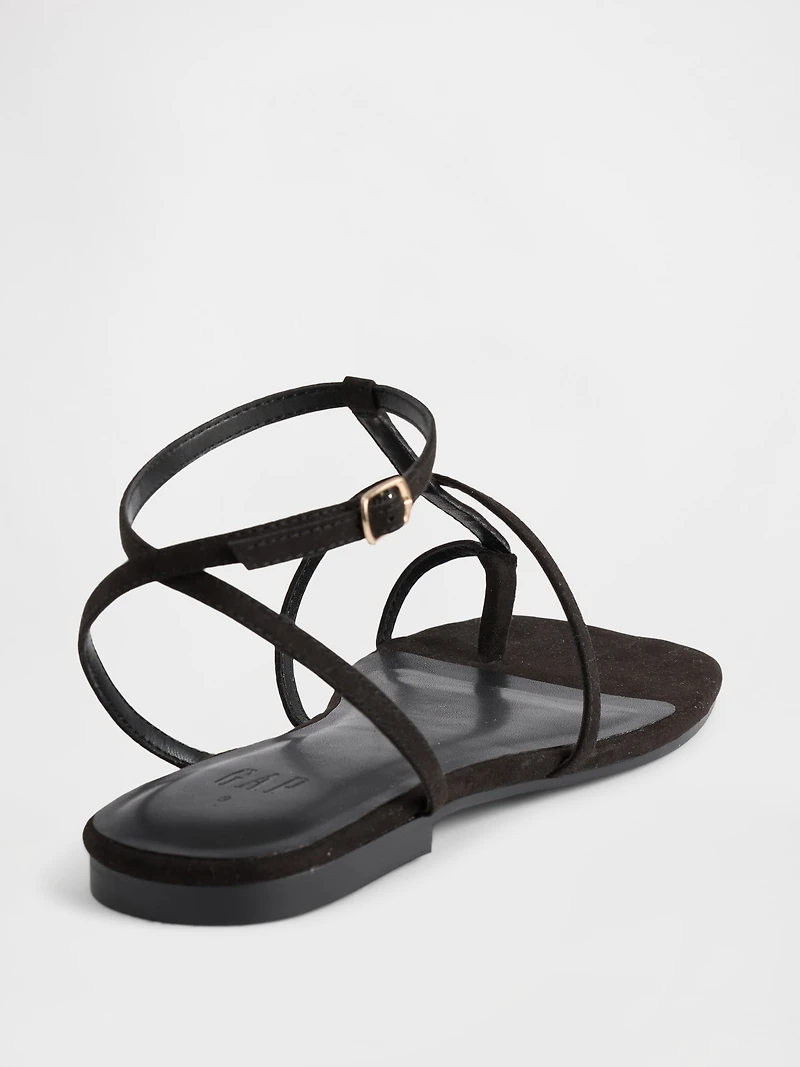 Vegan Suede T-Strap Sandals