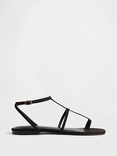 Vegan Suede T-Strap Sandals