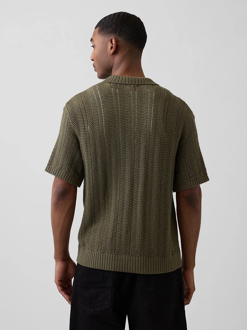 Herringbone Crochet Sweater Shirt