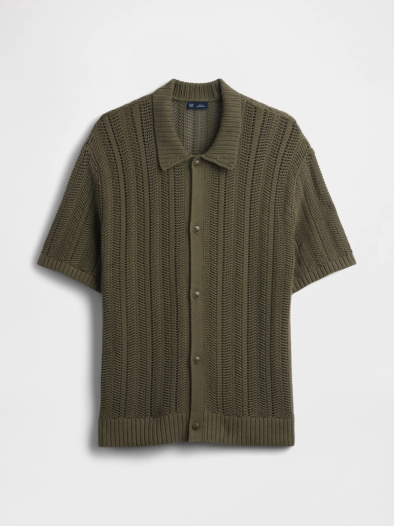 Herringbone Crochet Sweater Shirt