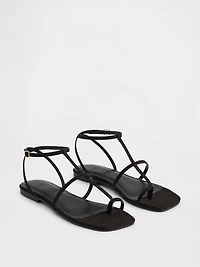 Vegan Suede T-Strap Sandals