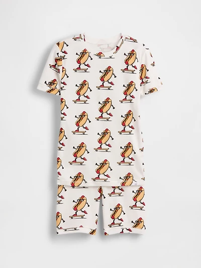 Kids Organic Brushed Cotton Hot Dog PJ Short Set
