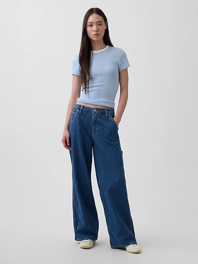 Mid Rise UltraSoft Denim Baggy Trousers