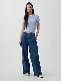 Mid Rise UltraSoft Denim Baggy Trousers