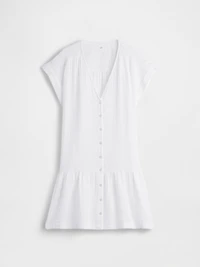 Cotton Gauze V-Neck Tunic Dress