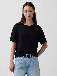 Linen-Blend Relaxed T-Shirt