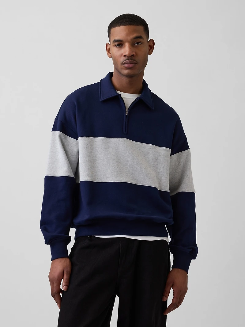 Adult Heavyweight Oversized Quarter-Zip Polo Sweatshirt