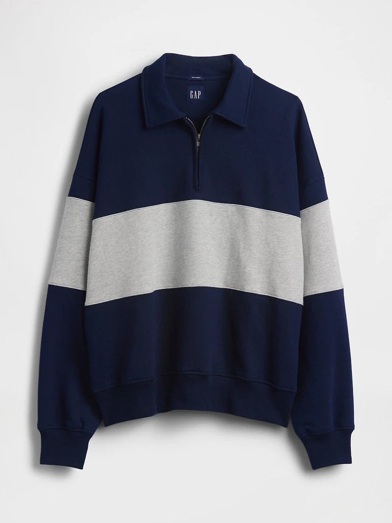 Adult Heavyweight Oversized Quarter-Zip Polo Sweatshirt