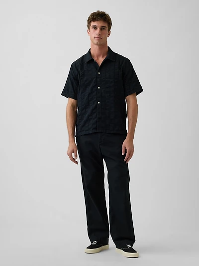 Linen-Cotton Relaxed Taper Pants