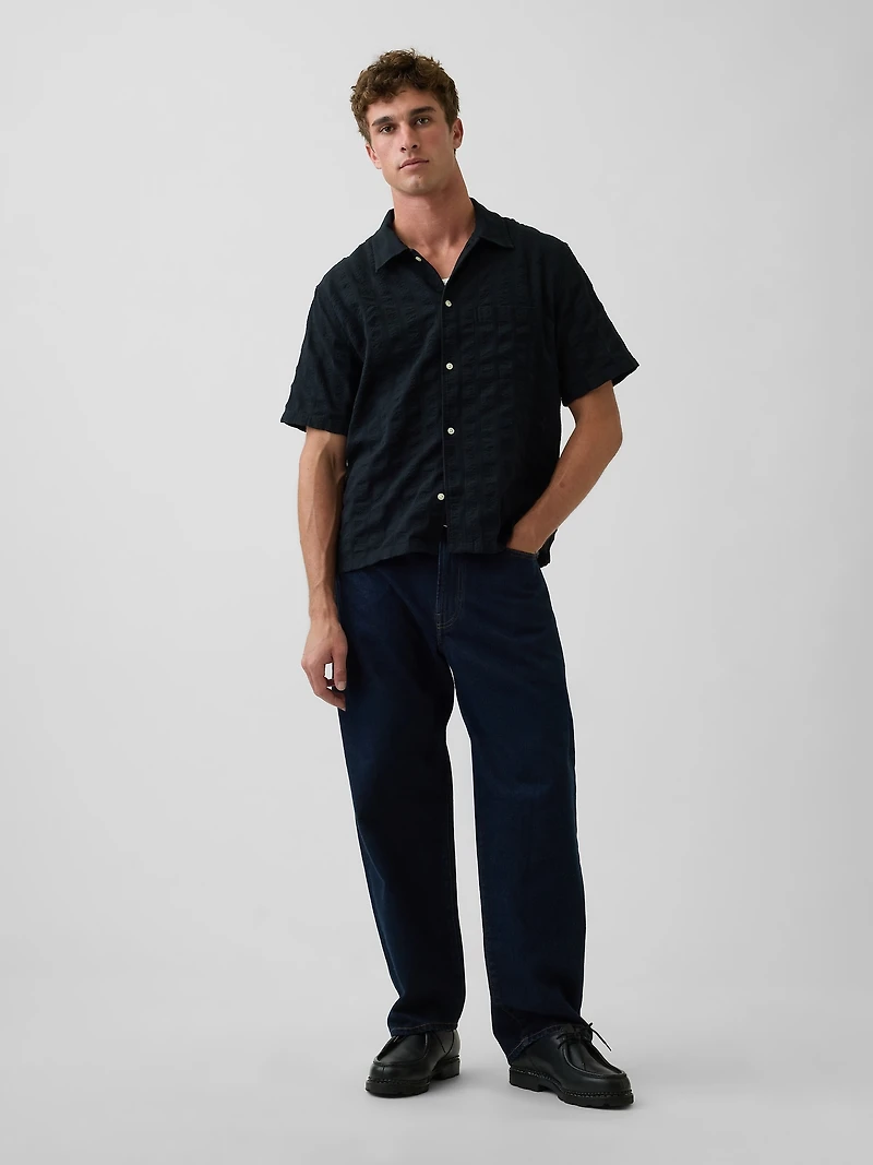 Dobby Relaxed Straight-Hem Shirt