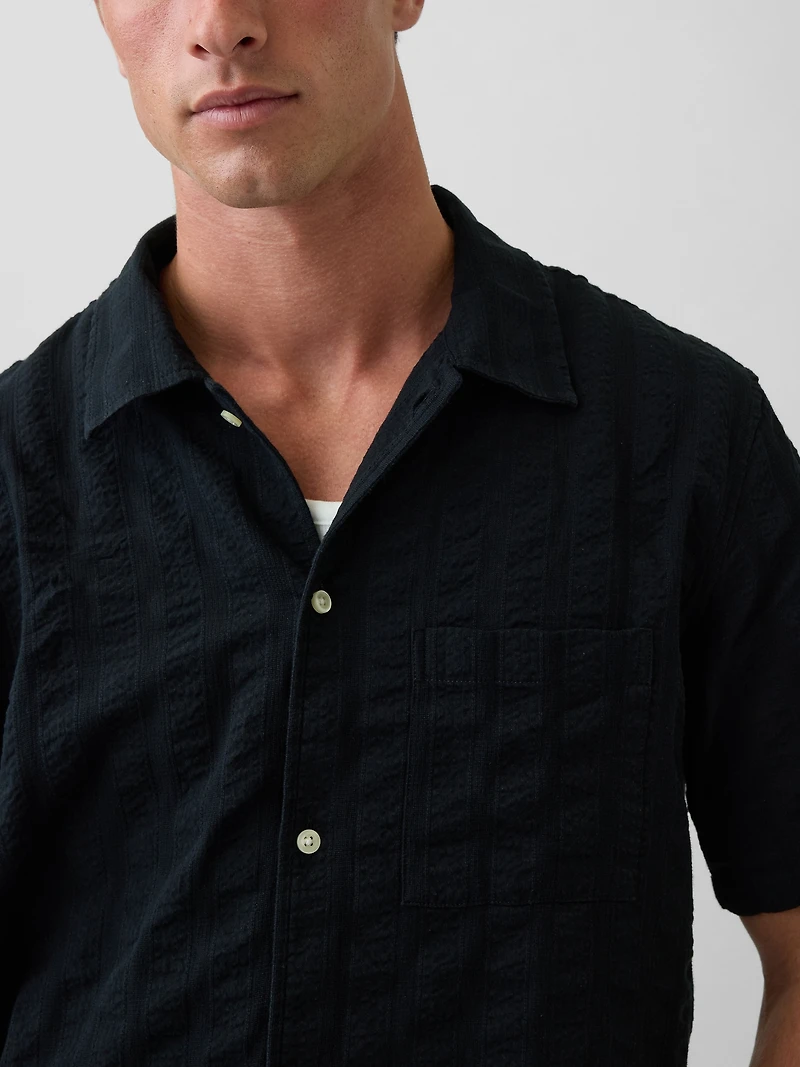 Dobby Relaxed Straight-Hem Shirt