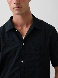 Dobby Relaxed Straight-Hem Shirt