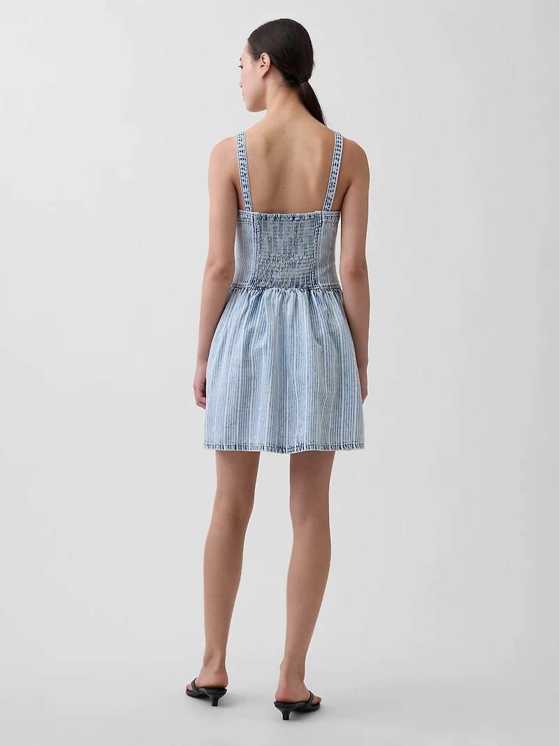 UltraSoft Denim Stripe Drop-Waist Mini Dress