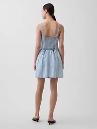 UltraSoft Denim Stripe Drop-Waist Mini Dress