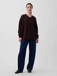 CashSoft Oversized V-Neck Tunic Sweater