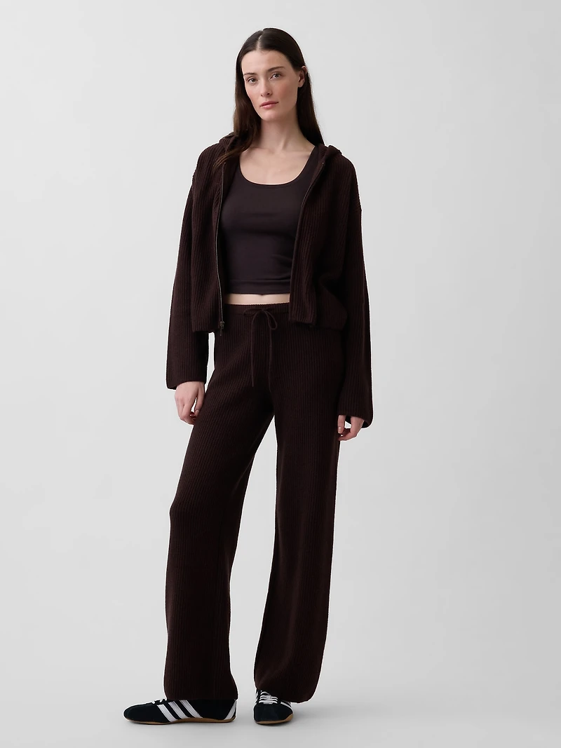 CashSoft Oversized Shaker-Stitch Zip Hoodie