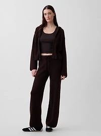 CashSoft Oversized Shaker-Stitch Zip Hoodie