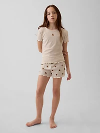 Kids Recycled Rib Brannan Bear PJ Short Set