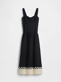 Linen-Blend Drop-Waist Corset Maxi Dress