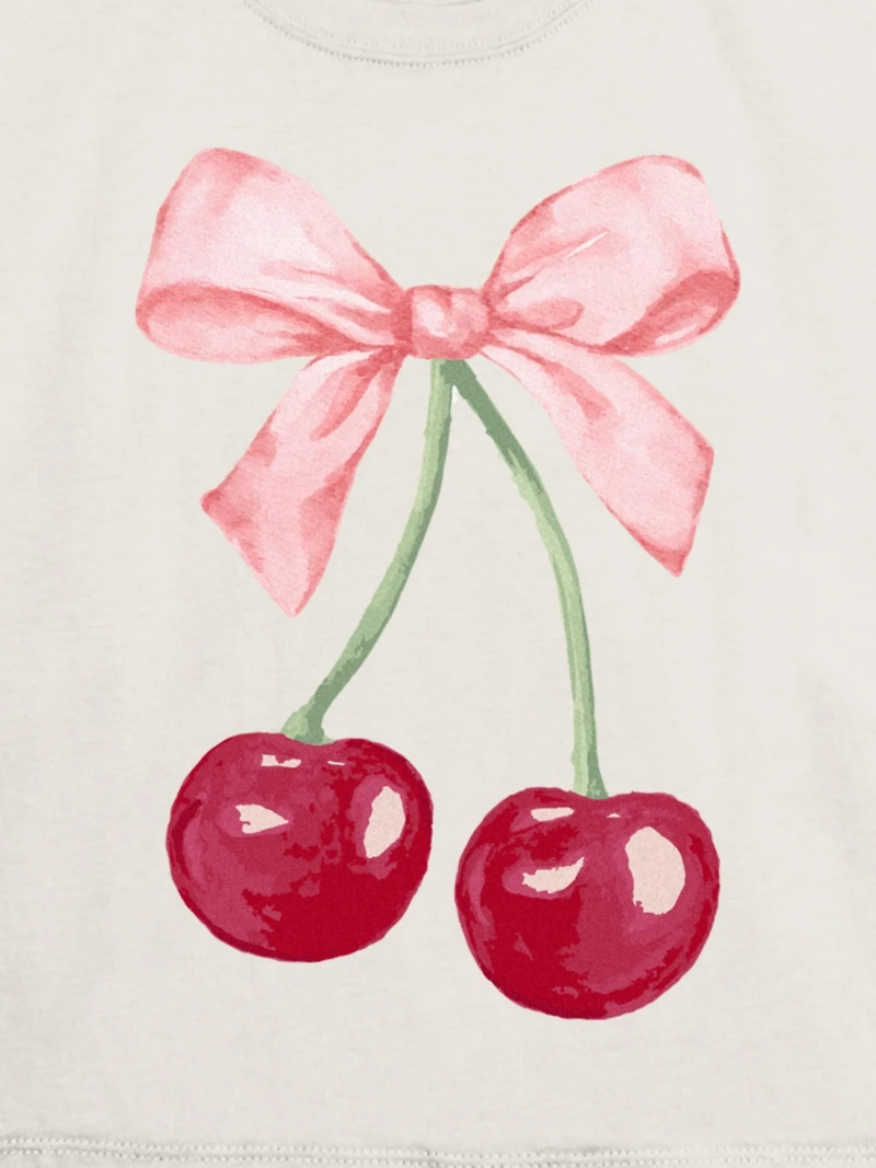 Kids Cherry Bow Graphic T-Shirt