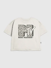 Kids MTV Leopard Logo Graphic T-Shirt