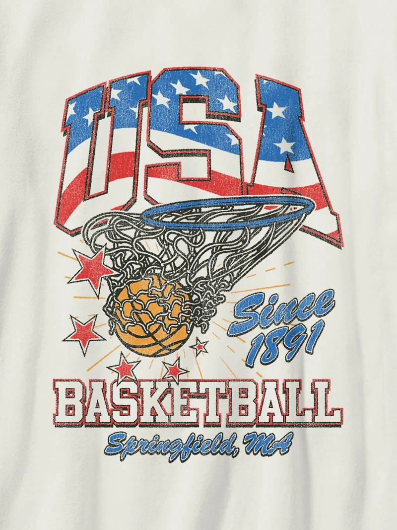 Kids Vintage Basketball Graphic T-Shirt