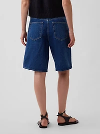 Mid Rise Longline Denim Shorts
