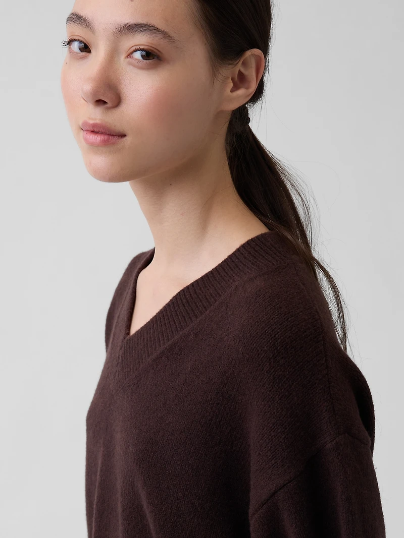 CashSoft Oversized V-Neck Tunic Sweater