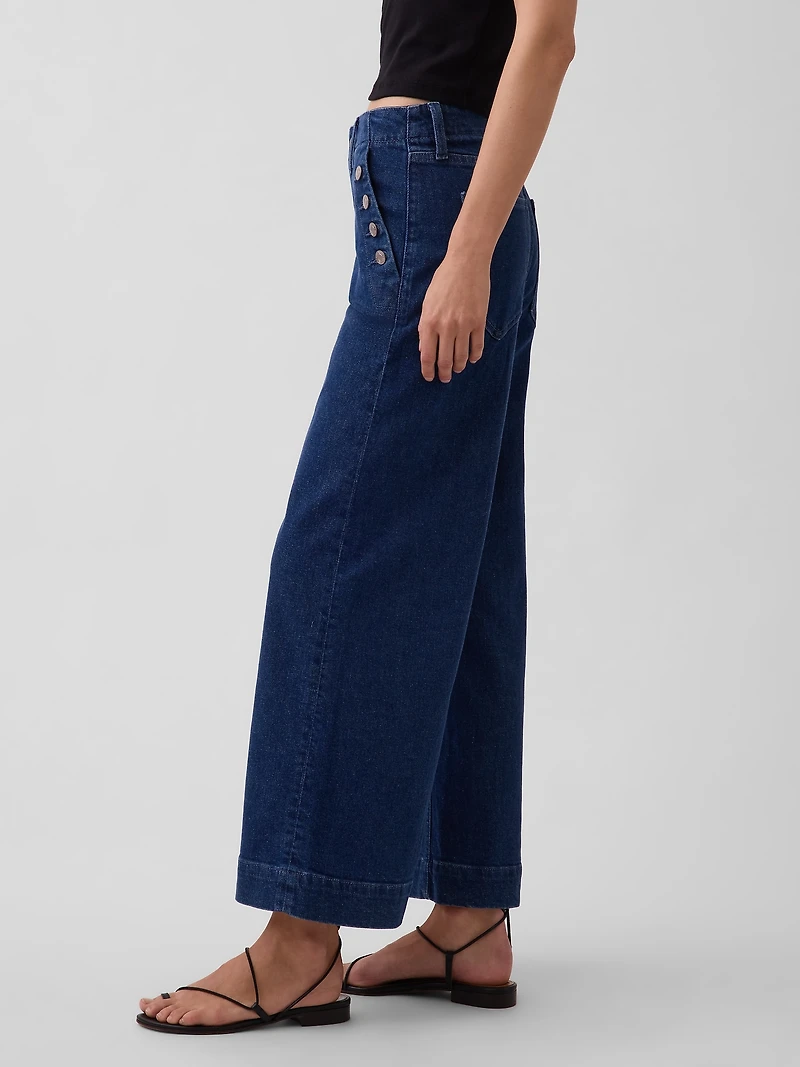 High Rise Stride Wide-Leg Ankle Sailor Jeans