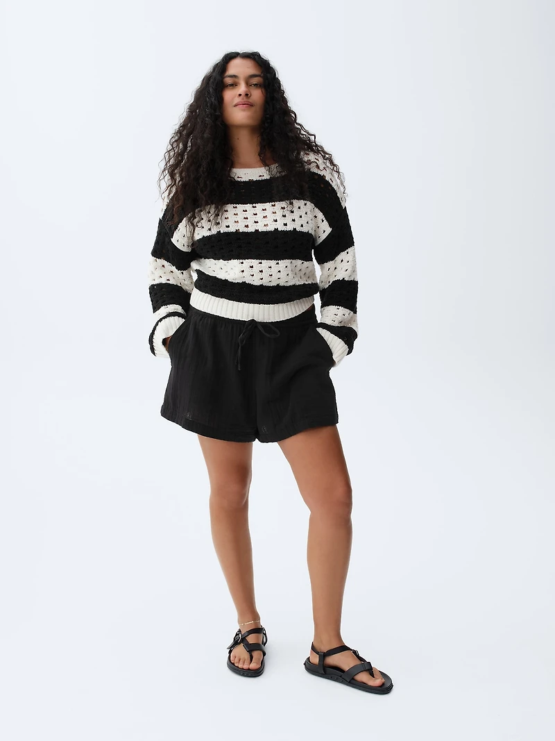 4" Mid Rise Cotton Gauze Easy Shorts