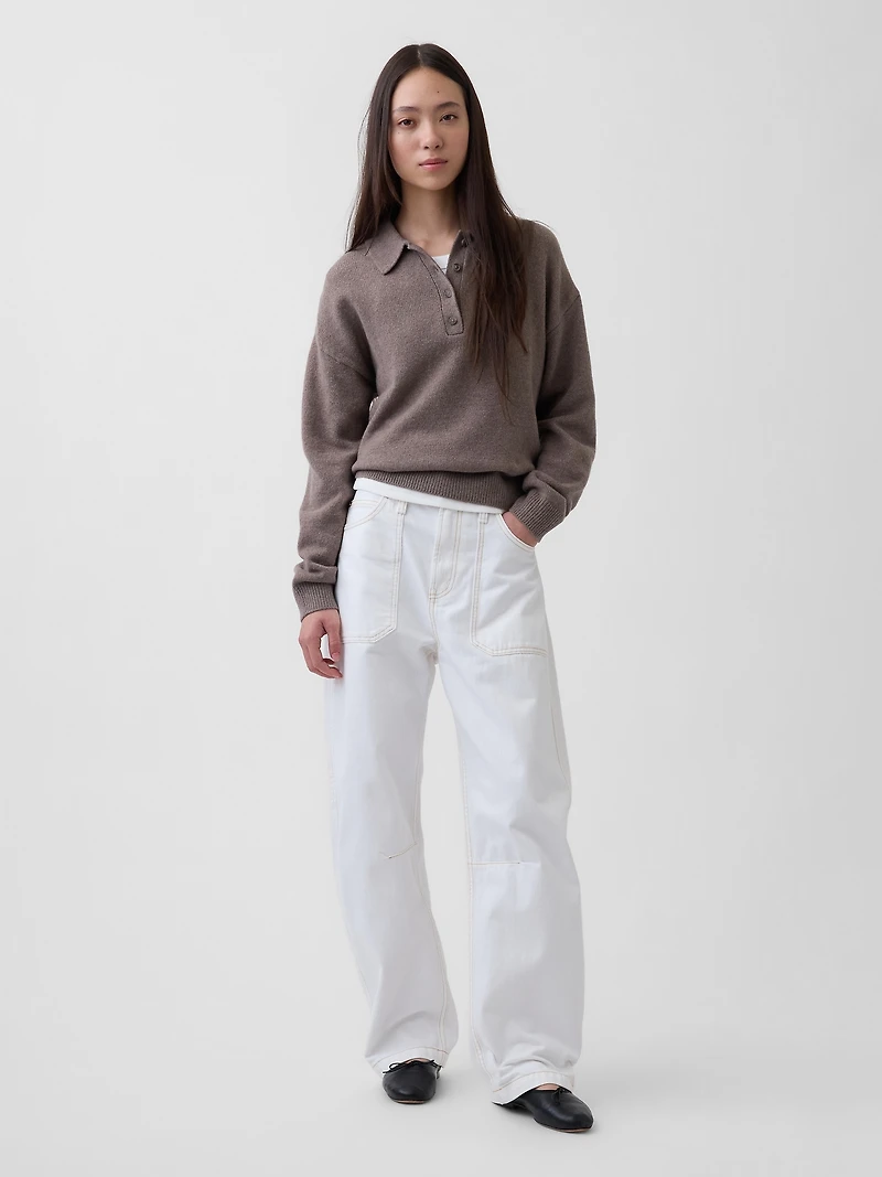 CashSoft Relaxed Polo Sweater