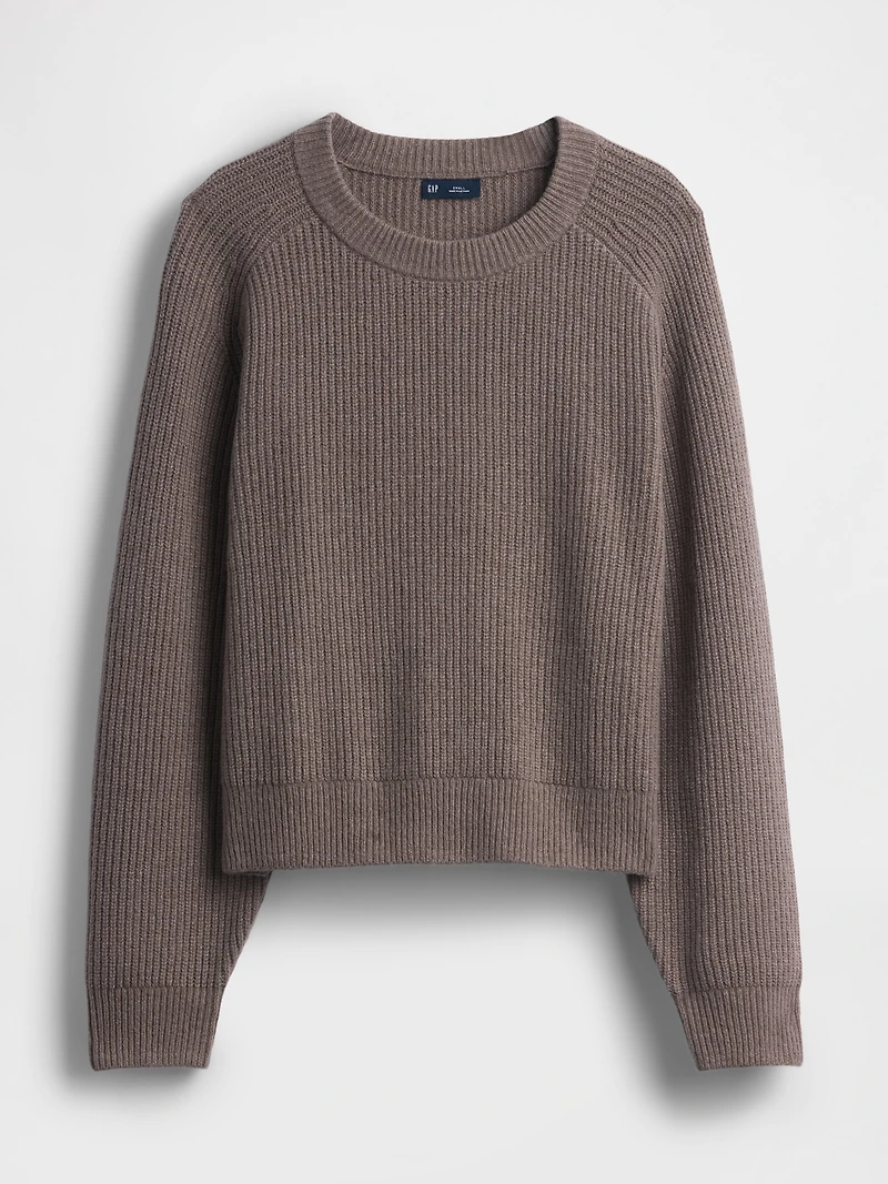 CashSoft Relaxed Shaker-Stitch Sweater